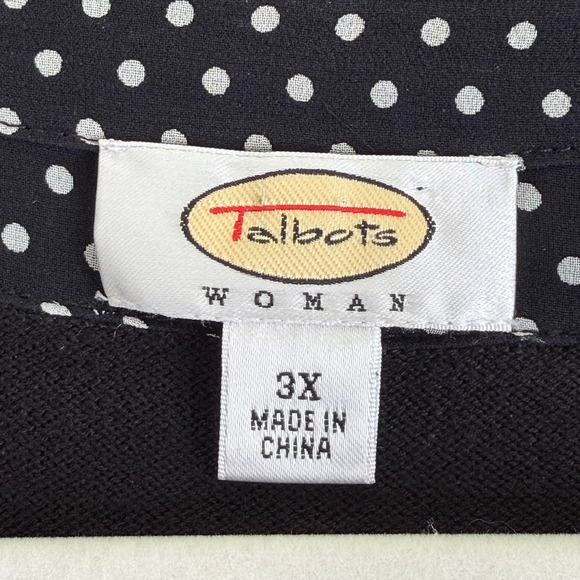 Talbots Cotton Silk Polka Dot Pullover Sweater Top Black Capsule Minimalist 3X - Picture 8 of 10